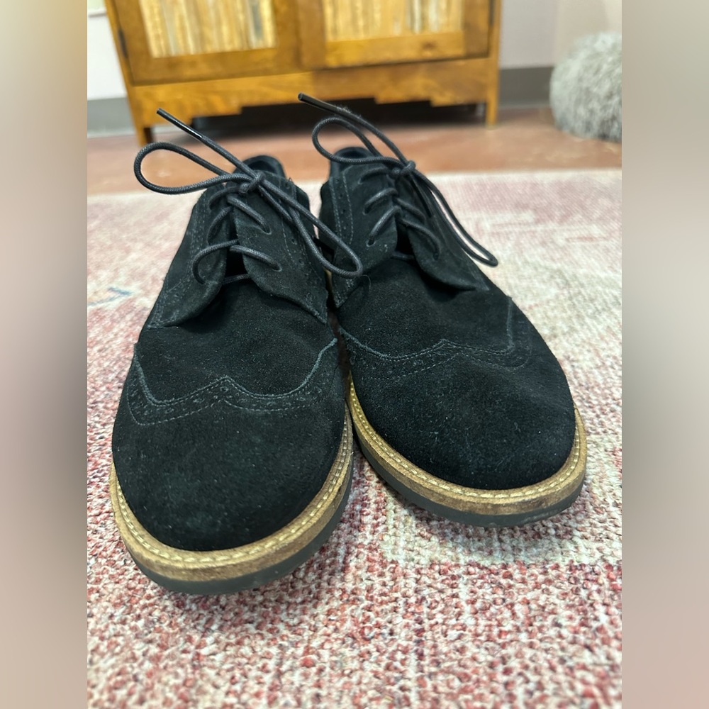 Ecco women’s black suede wingtip loafers size 39 8 - Picture 2 of 13